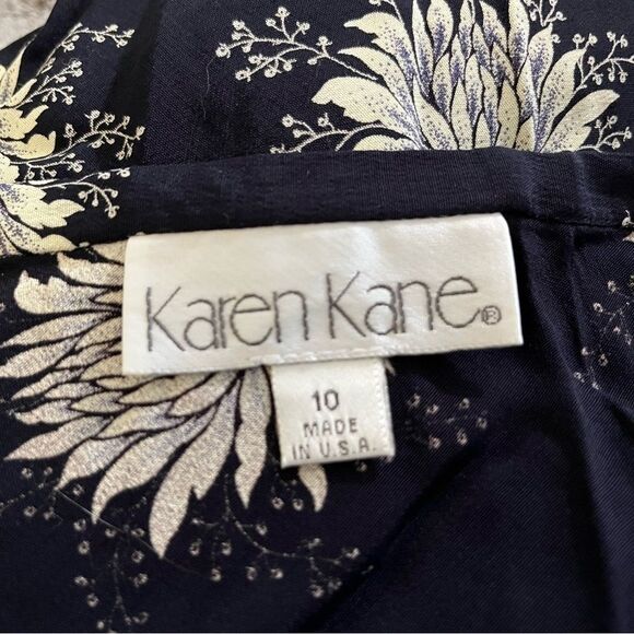 Vintage 90s Karen Kane Floral Flowy Maxi Skirt Navy Combo 10 - Picture 2 of 4